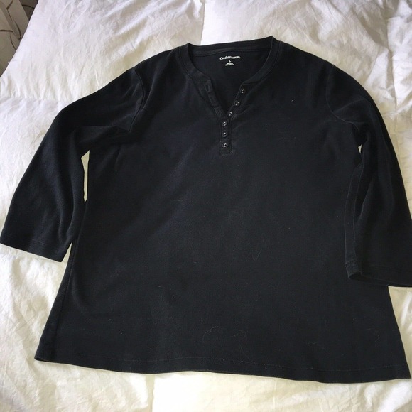 Croft & Barrow Ladies Henley SzL Black 3/4 Sleeves 100% Cotton Pre-Owned - Picture 12 of 12